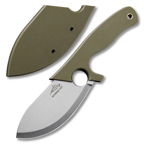 Petrified Fish EEL Fix Blade 9cr18mov Stonewash Green G10